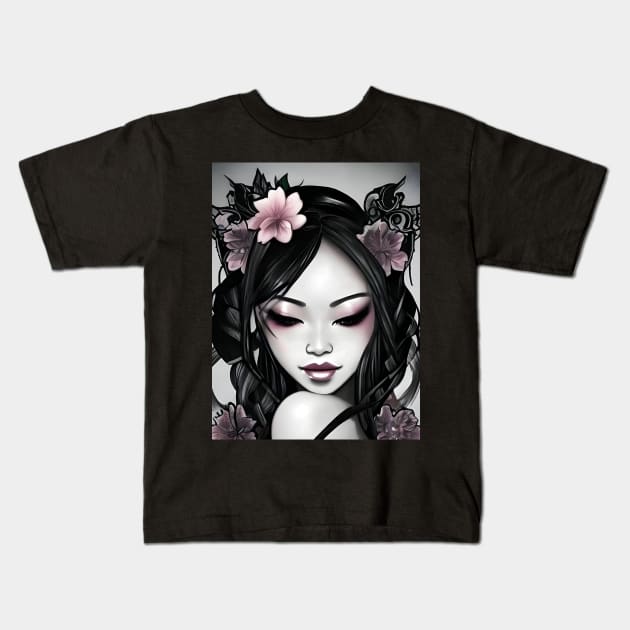 Most Beautiful Asian Girl Kids T-Shirt by animegirlnft